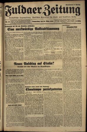 Ausgabe vom Donnerstag, den 10. März 1938.