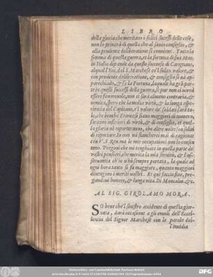 Al Sig. Girolamo Mora.