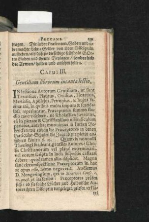 Caput III. Gentilium librorum incauta lectio.