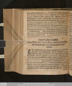 Das Sechste Capitel. Vom Acker und Gartenbaw/ auch von fruchtbarkeit/ Erdgewechsen/ und anderen zufellen dieses Jahres.
