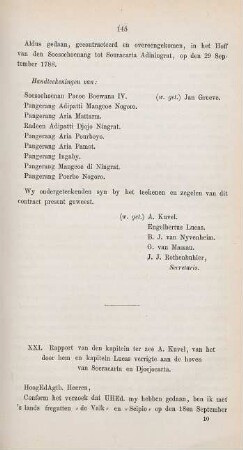 XXI. Rapport van den kapitein ter zee A. Kuvel, van het door hem en kapitein Lucas verrigte aan de hoven van Soeracarta en Djocjocarta