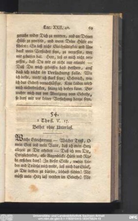 54. 1 Thess. V. 17. Bethet ohne Unterlaß.
