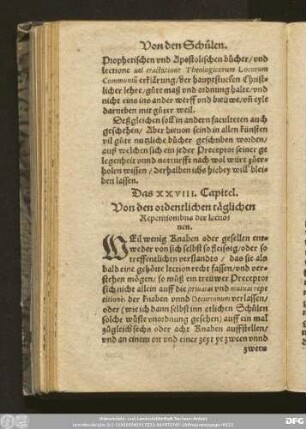 Das XXVIII. Capitel. Von den ordentlichen täglichen Repetitionibus der lectionen.