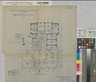 Münster (Münster) Wiederaufbau des Behördenhauses am Domplatz Nr. 3 Grundriß Erdgeschoß 1948 1 : 100 45 x 42 Pause Staatsneubauleitung Münster Regierung Münster Nr. 33943