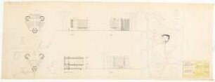 1. Kirche Christi Wissenschafter, Karlsruhe: Vorprojekt Vorschlag 2. Grundriss, Ansichten, Schnitt: 1:200, Lageplan 1:500