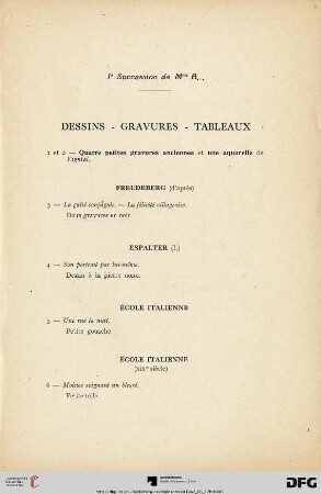 Dessins - Gravures - Tableaux (Nr. 1-6)