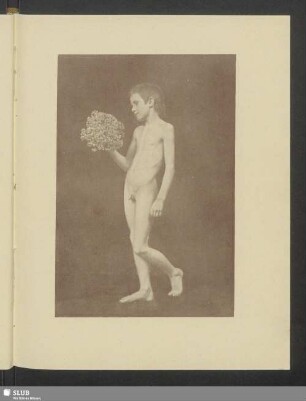 Männlicher stehender Akt mit Blumen