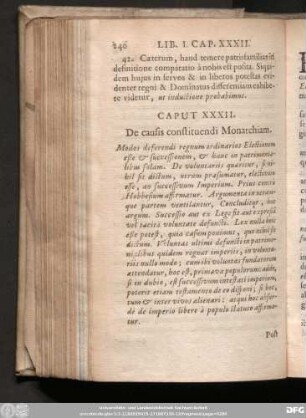 Caput XXXII. De causis constituendi Monarchiam.