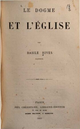 Le dogme et l'église