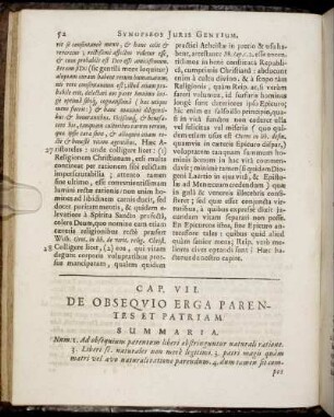 Cap. VII. De Obsequio Erga Parentes Et Patriam.