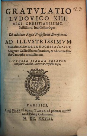 Gratulatio Ludovico XIII.