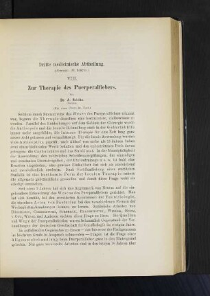 Dritte medicinische Abtheilung.