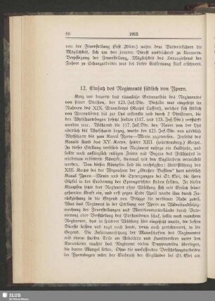 12. Einsatz des Regiments südlich von Ypern