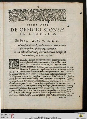 Prima pars de officio sponsae in sponsum
