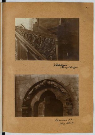 Mariendom, Cammin: Detail Treppe, Detail Tür zur Sakristei (aus: Skizzen- und Fotoalbum 25)