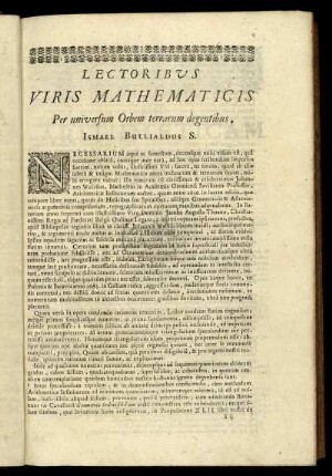 Lectoribus viris Mathematicis.