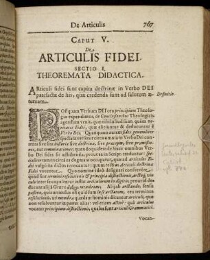 Caput V. De Articulis Fidei.