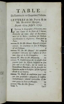 Table Du Contenu de ce Cinquiéme Volume