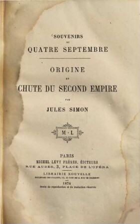 Souvenirs du quatre Septembre, 1