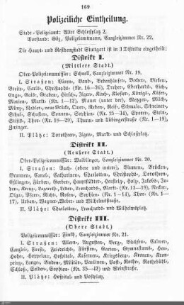 Polizeiliche Einteilung der Stadt