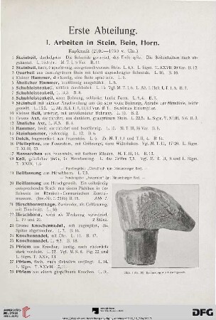 I. Arbeiten in Stein, Bein, Horn (Nr. 1-30)