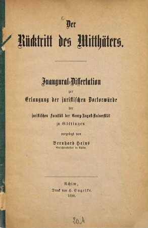 Der Rücktritt des Mitthäters