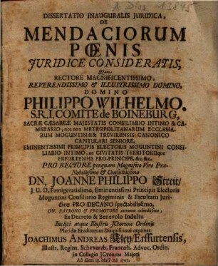 Dissertatio Inauguralis Iuridica, De Mendaciorum Poenis Iuridice Consideratis