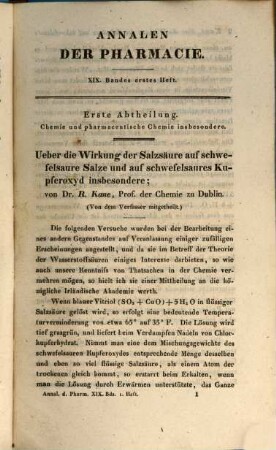 Annalen der Pharmacie. 19, 19. 1836