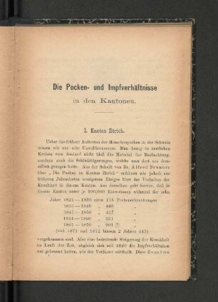 I. Kanton Zürich.