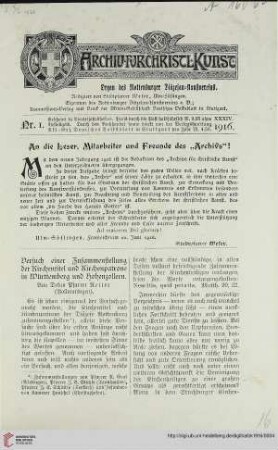 34: Versuch einer Zusammenstellung der Kirchentitel und Kirchenpatrone in Württemberg und Hohenzollern, [1]