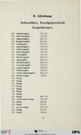 Antiquitäten, Kunstgegenstände, Ausgrabungen (Nr. 223-651)
