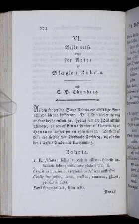 VI. Beskrivelse over ser Arter af Slægten Rohria.