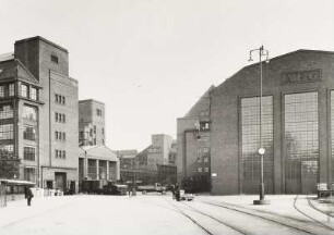 Berlin-Wedding, Hussitenstraße 24. AEG-Fabriken. Lager, Werkstätten, Bürogebäude und Hochspannungsfabrik (sog. AEG-Montagehalle; 1911, P. Behrens)