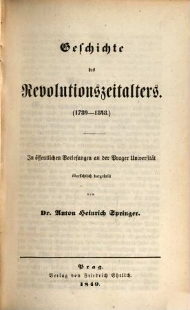 Geschichte des Revolutionszeitalters : 1789 - 1848