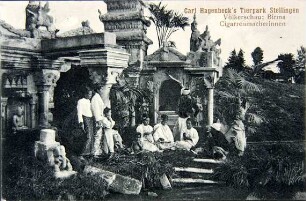 Carl Hagenbeck´s Tierpark Stellingen. Völkerschau Birma. Cigarrenmacherinnen