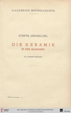 Fünfte Abtheilung: Die Keramik in der Baukunst