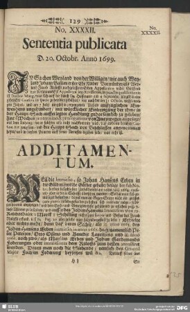 No. XXXXII. Sententia publicata D. 20. Octobr. Anno 1699