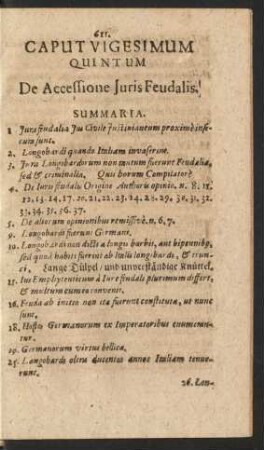 Caput Vigesimum Quintum De Accessione Iuris Feudalis
