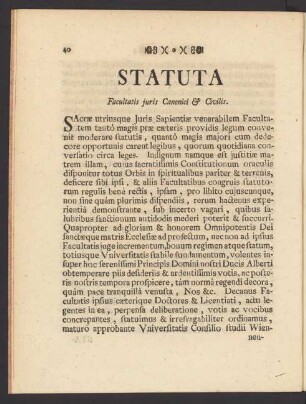Statuta Facultatis iuris Canonici & Civilis