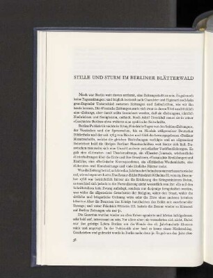 Stille und Sturm im Berliner Blätterwald
