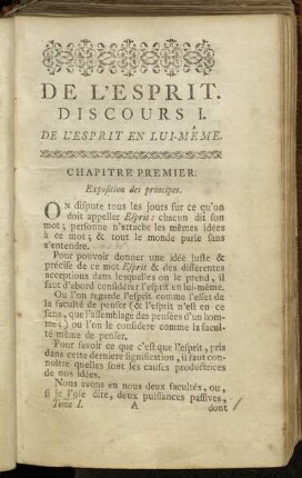 Discours I. De L´Esprit en Lui-Même.