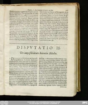Disputatio II. De impoßibilitate Scientia Mediae.
