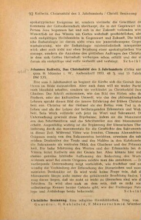 92-93 [Rezension] Christliche Besinnung