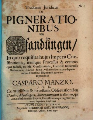 Tractatus iuridicus de Pignerationibus