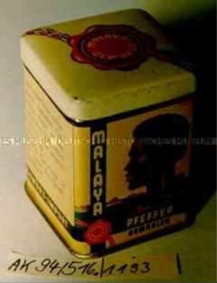 Blechdose für "MALAYA PFEFFER GEMAHLEN"