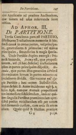 Ad Aphor. III. De Partitione.