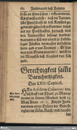 Gerechtigkeit sam[m]t Barmhertzigkeit. Das XXIII. Capittel