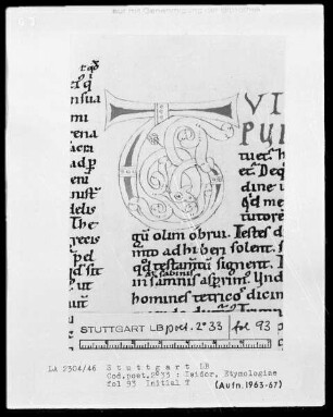 Isidor von Sevilla, Etymologiae — Initiale T, Folio 93recto