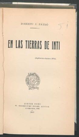 En las tierras de Inti : (septiembre-octubre 1899)