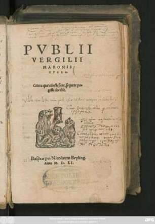 PVBLII || VERGILII || MARONIS || OPERA.|| Caetera quae adiecta sunt, sequens pa=||gella docebit.||